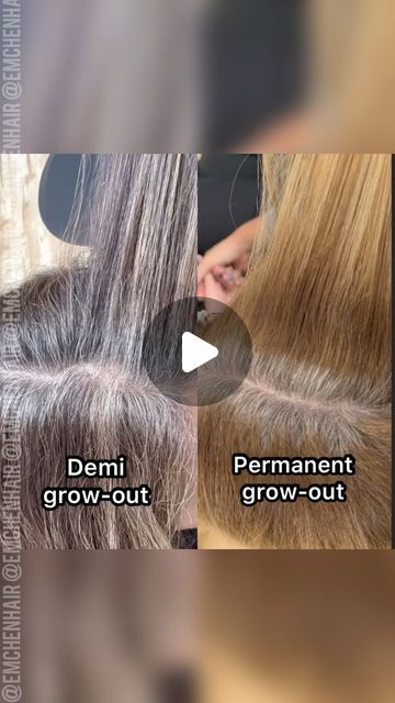 Emily Chen on Instagram: "SAVE THIS FOR YOUR NEXT GREY BLENDING CONSULTATION.   There are SO many options when it comes to grey solutions - not just N + 20vol. As many of you know by now, one of my favorites is using a deposit-only Demi to grey-blend as an alternative to permanent color when possible. This offers a more dimensional result, zero underlying warmth (never fades “brassy”), and an ultra soft grow out for my low-maintenance queens. When I do this, I like to formulate about one shade lighter than the natural base to create a “highlighted” effect, and add warmth since there is NO underlying warmth in the grey we’re applying it over.   For my client here, we used Goldwell Colorance 2% (7vol) 60ml developer, 30ml 6N, 30ml 7G   Have you used deposit-only demi’s for grey blending?   # Demi Hair Color, Gray Hair Solutions, Goldwell Colorance, Hair Glaze, Grey Blending, Growing Out Hair, Face Body Scrub, Grey Hair Transformation, Covering Gray Hair