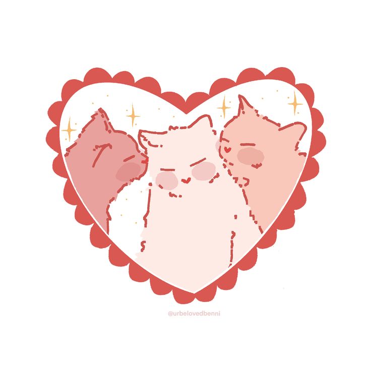 two cats in a heart shaped frame