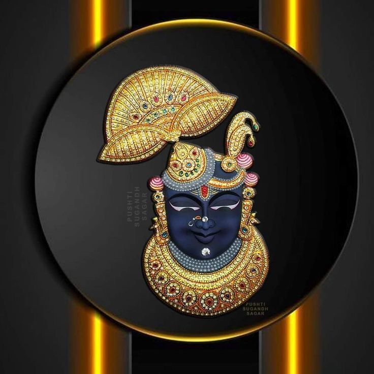 an artistic painting on a black background with gold trimmings and a decorative mask