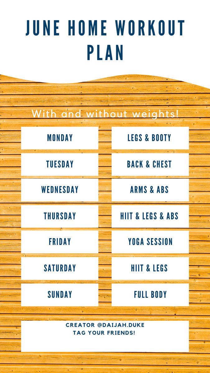 a poster with the words, june home workout plan