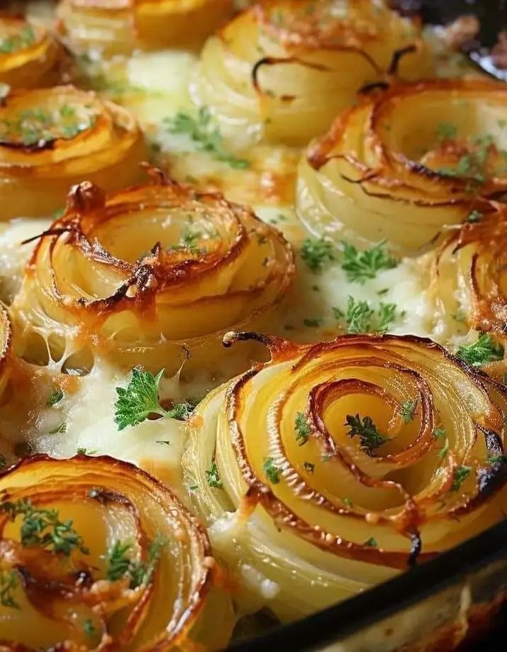 an image of food that is being cooked in the oven or casserole dish