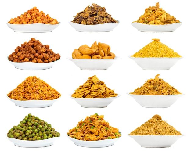 various types of spices in white bowls on a white background stock photo - image 3497