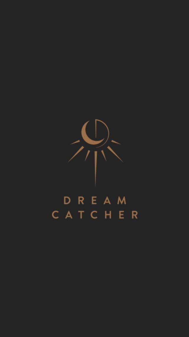 a black and gold logo with the words dream catcher on it's left side