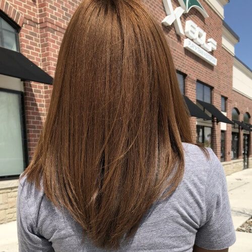 Short Hair V Cut, V Haircut, Mid Length Straight Hair, Straight Thick Hair, Straight Middle Part, V Cut Hair, Haircuts For Girls, Medium Length Hair Straight, Middle Hair