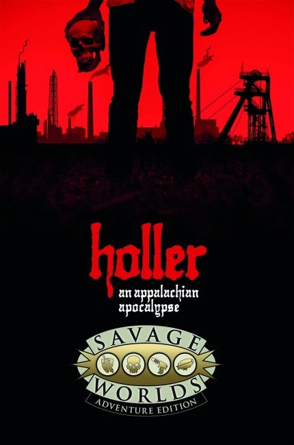 a poster for the movie holler, with an image of a man holding a skull