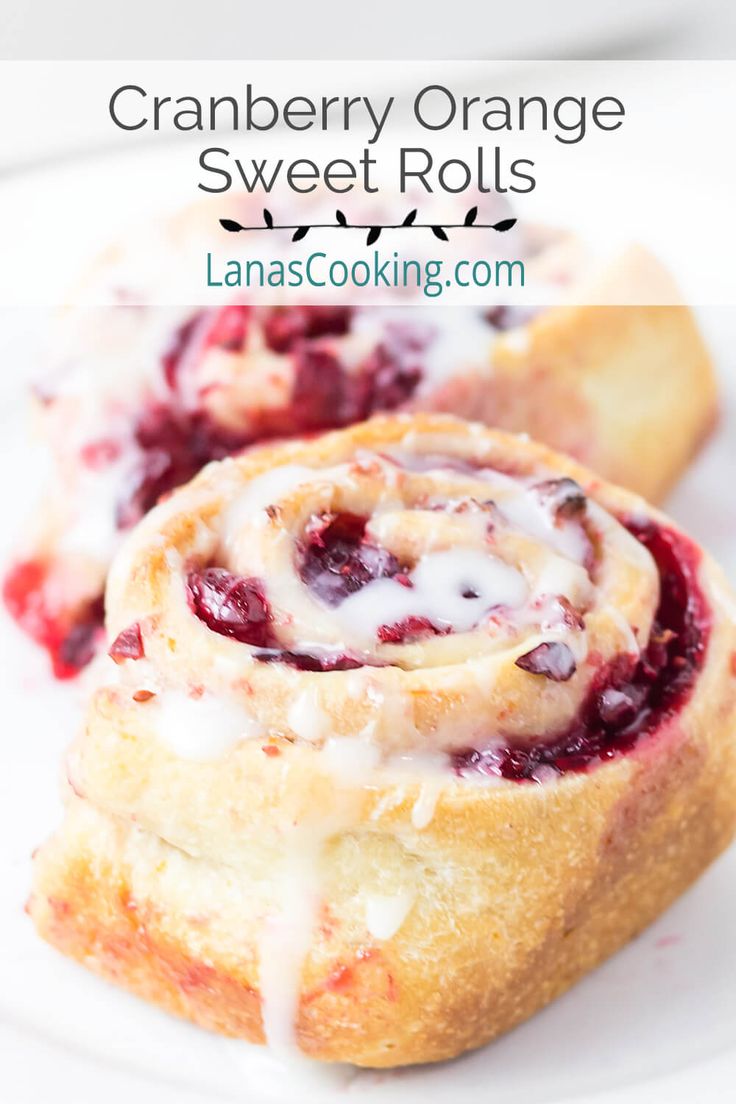 Two sweet rolls on a white plate. Cranberry Orange Rolls, Sweet Rolls Recipe, Orange Sweet Rolls, Sweet Roll Recipe, Orange Rolls, Crescent Dough, Crescent Roll Dough, Sweet Rolls, Sticky Buns