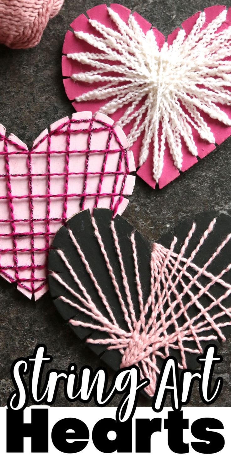 string art hearts with text overlay that says string art hearts