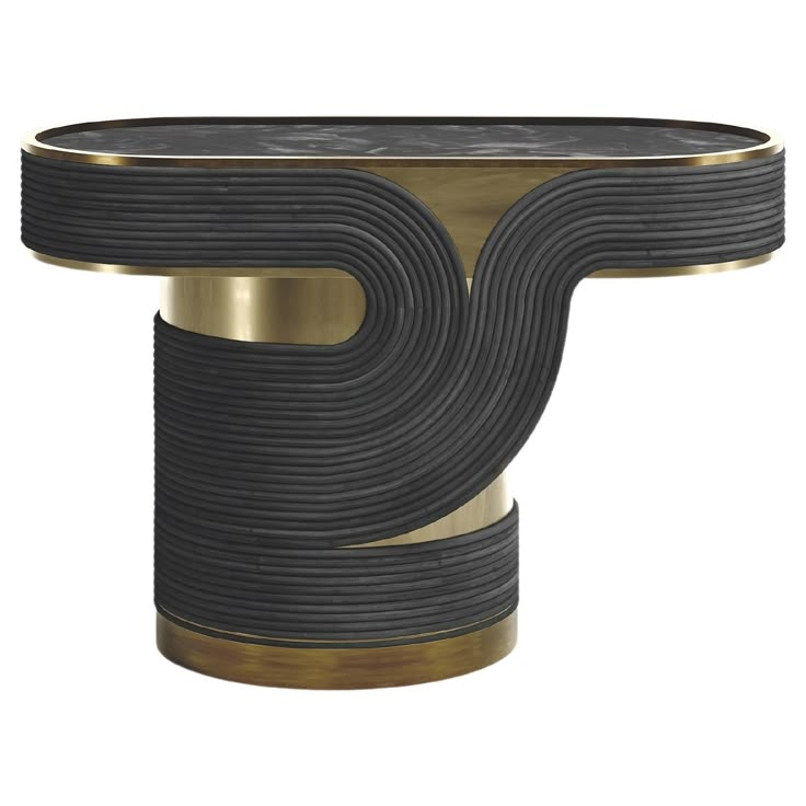 a black and gold table with curves on it