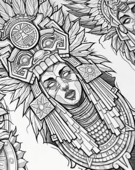 Traditional Mayan Tattoos, Mayan Princess Tattoo, Aztec Female Tattoo, Female Aztec Warrior Tattoo, Mayan Goddess Tattoo, Guerrero Maya Tattoo, Mexican Art Tattoos For Women, Aztec Warrior Tattoo For Women, Hispanic Culture Tattoos