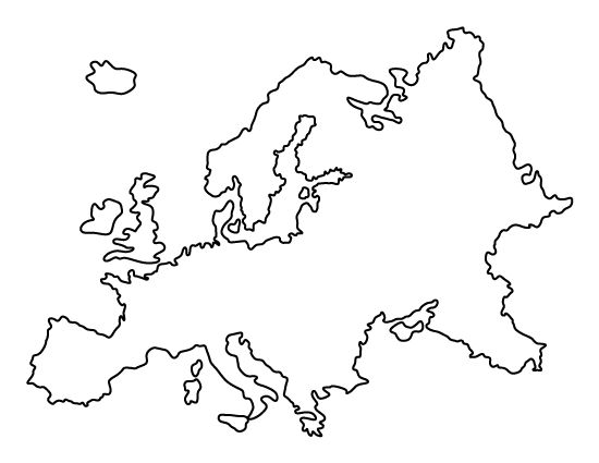 an outline map of europe with all the countries