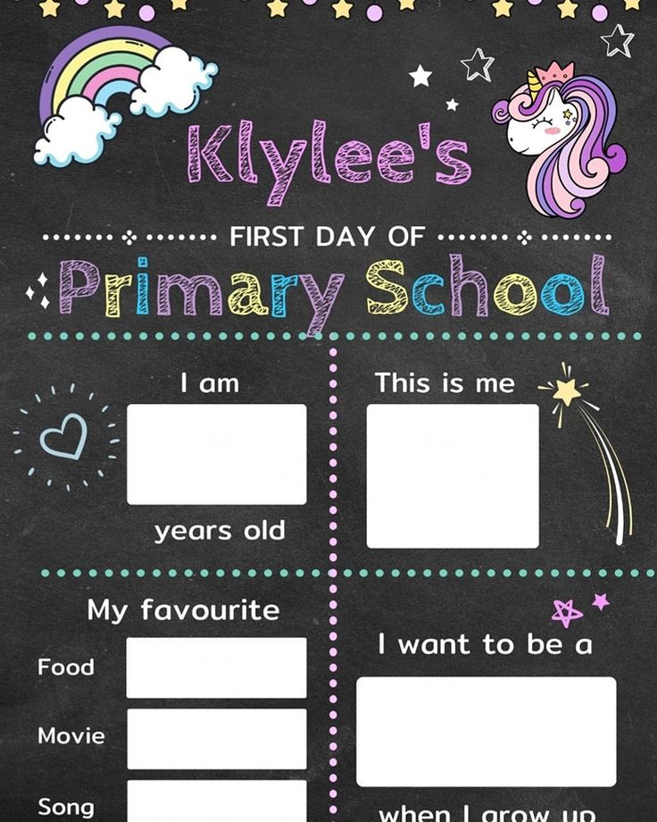 a blackboard with the words klyles's first day of primary school