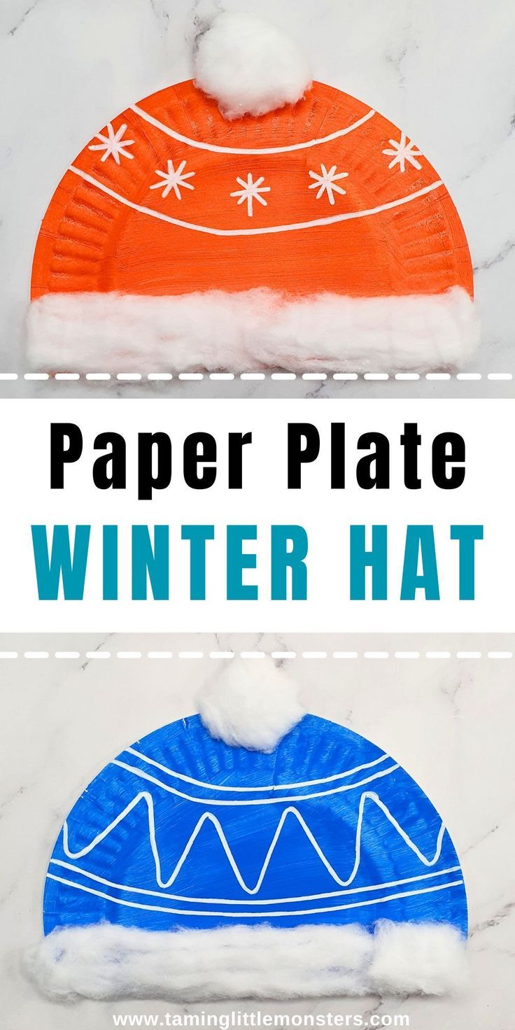 paper plate winter hat craft for kids to make