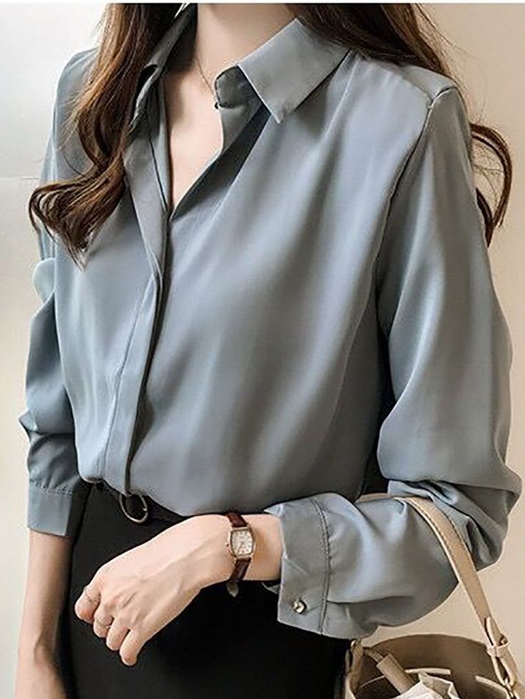 Product Fashion?Long Sleeve V Neck Pure Colour Chiffon Shirt Brand Name Ininrubystoreshop SKU 648D76125FEC Gender Women Style Fashion/Elegant/Modern Type Shirt Material Cotton Decoration Pure Colour PleaseNote: ? All dimensions are measured manually with a deviation of 1 to 3cm SIZE/CM BUST LENGTH SLEEVE SHOULDER S 94 62 57 40.5 M 100 63 57.5 42 L 106 64 58 43.5 XL 112 65 58.5 45 2XL 118 66 59 46.5 3XL 109 143 59.5 48 ?? Elegant Chiffon V-neck Tops, Chic Solid Color V-neck Shirt, Trendy Solid Color Office Shirt, Formal V-neck Solid Color Tops, Solid Long Sleeve Shirt For Office, Trendy Solid Color Office Blouse, Trendy Solid Color V-neck Blouse, Workwear Collar Blouse In Solid Color, Workwear Solid Color Blouse With Collar