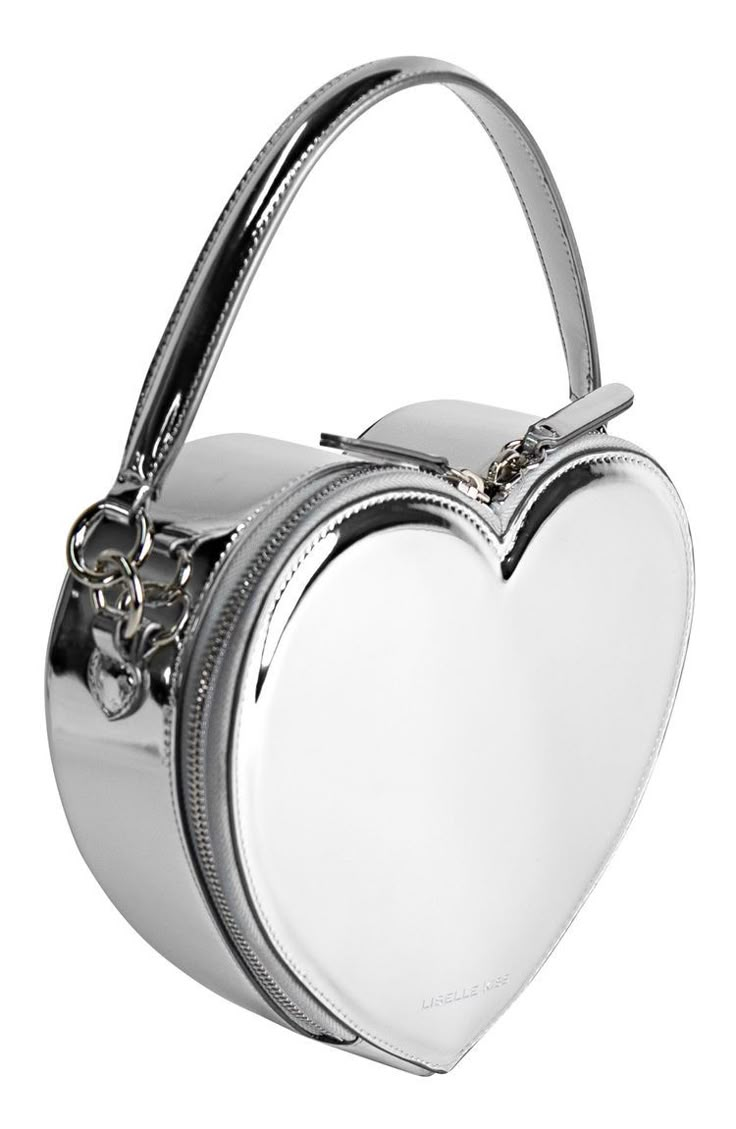 Heart Crossbody Bag, Mirror Bag, Fancy Purses, Heart Shaped Bag, Novelty Purses, Silver Bag, Leather Heart, Heart Accessories, Silver Bags