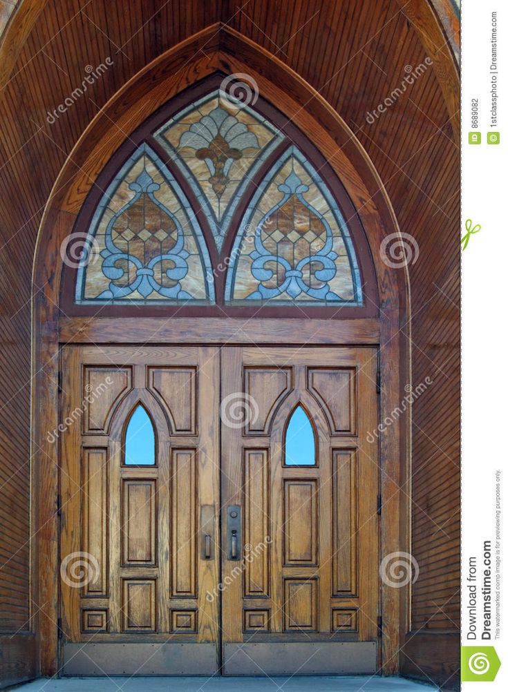 an old wooden door with stained glass on the top and bottom part stock photos, pictures