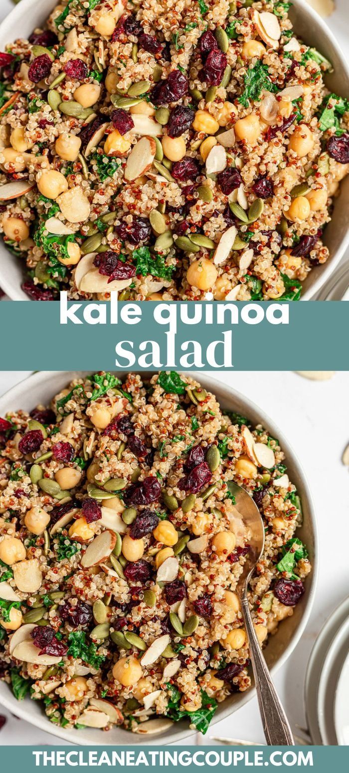 two bowls filled with rice, nuts and vegetables