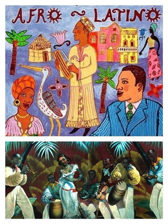 two paintings depicting people in different countries