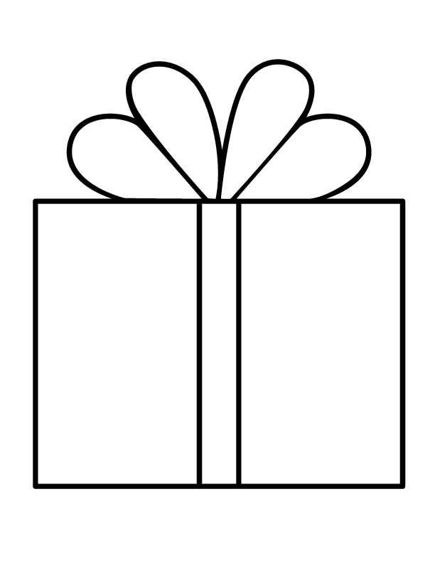 a black and white image of a gift box with a bow on it's top