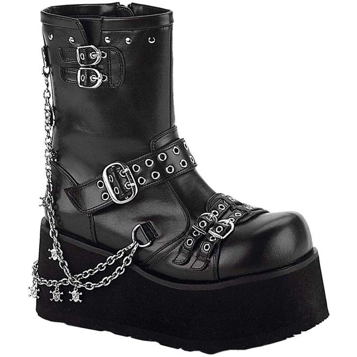 Women's 3 1/2 inch Detachable Chains Calf Boot (Black Pu;10)>>> More info could be found at the image url. (This is an affiliate link) #womensmidcalfboots Demonia Boots, Goth Shoes, Gothic Boots, Demonia Shoes, Women's Motorcycle Boots, Punk Boots, Pleaser Shoes, Motorcycle Women, High Heel Boots Ankle