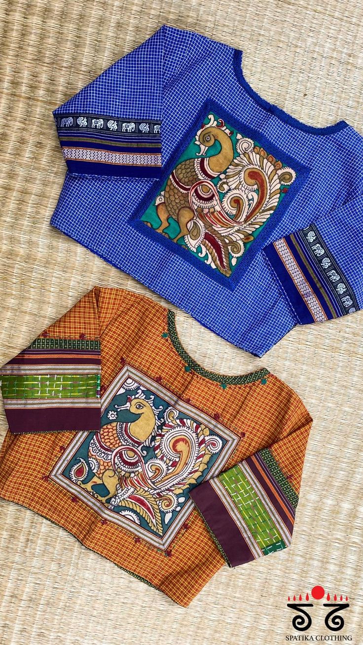 Blouses On Pattu Sarees, Hand Painted Kurtis Cotton, Spatika Clothing, Latest Cotton Blouse Pattern, Cotton Blouse Pattern, Choli Blouse Design, Long Blouse Designs, Cotton Blouse Design, Cotton Saree Blouse