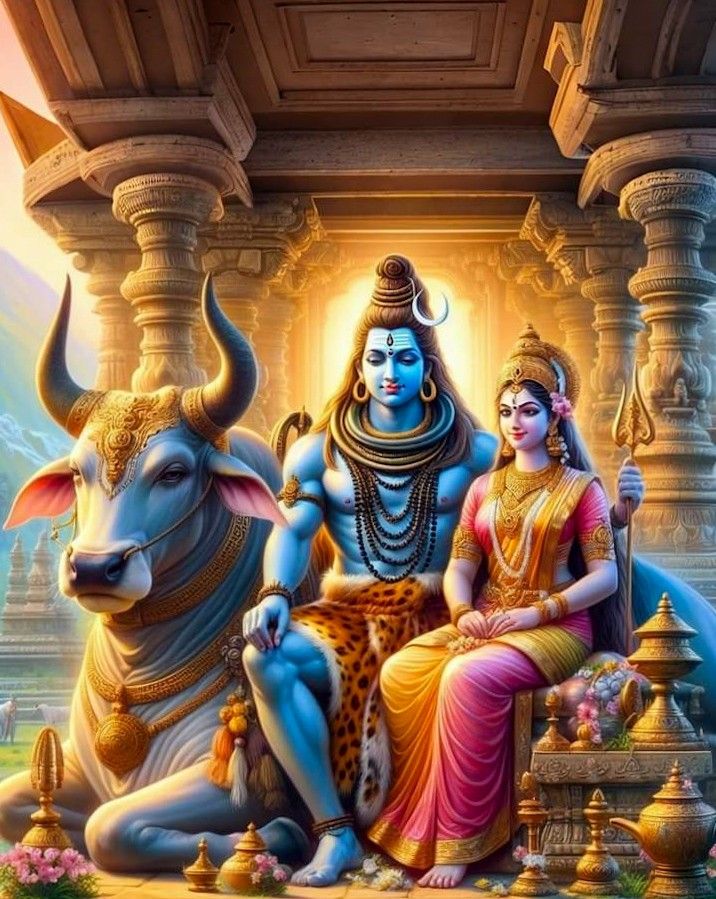 an image of the hindu god and his cow