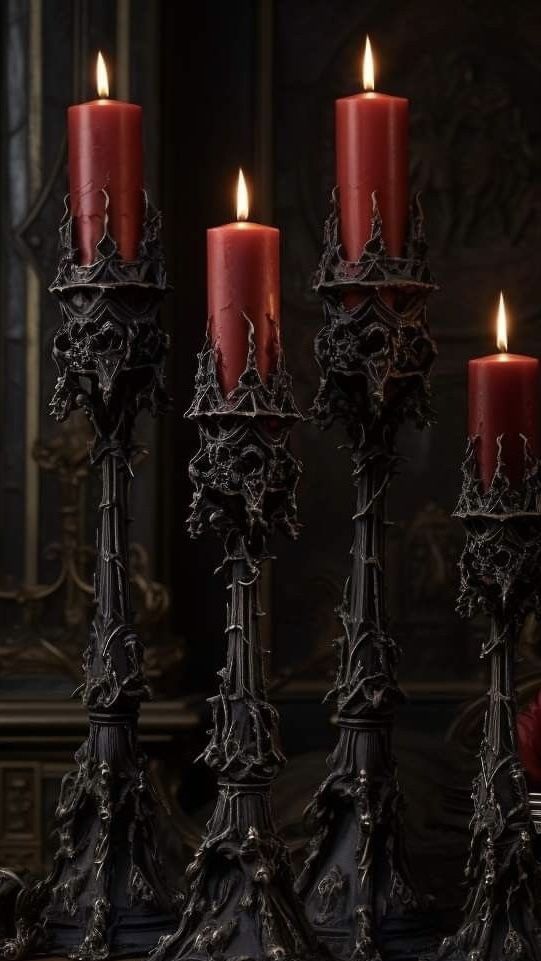 a group of candles sitting on top of a table