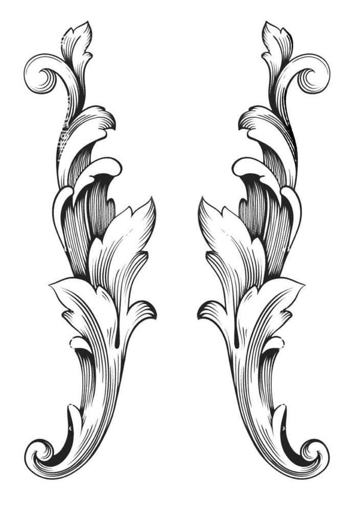 an ornate design in black and white