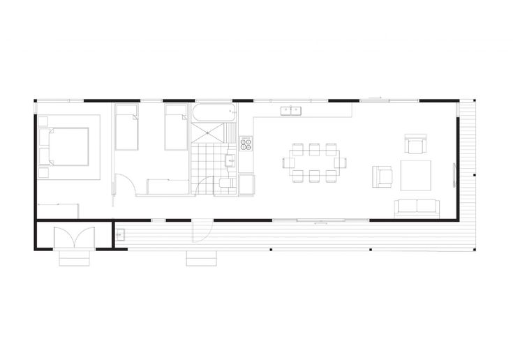 the floor plan for a small house with two beds and one living room in it