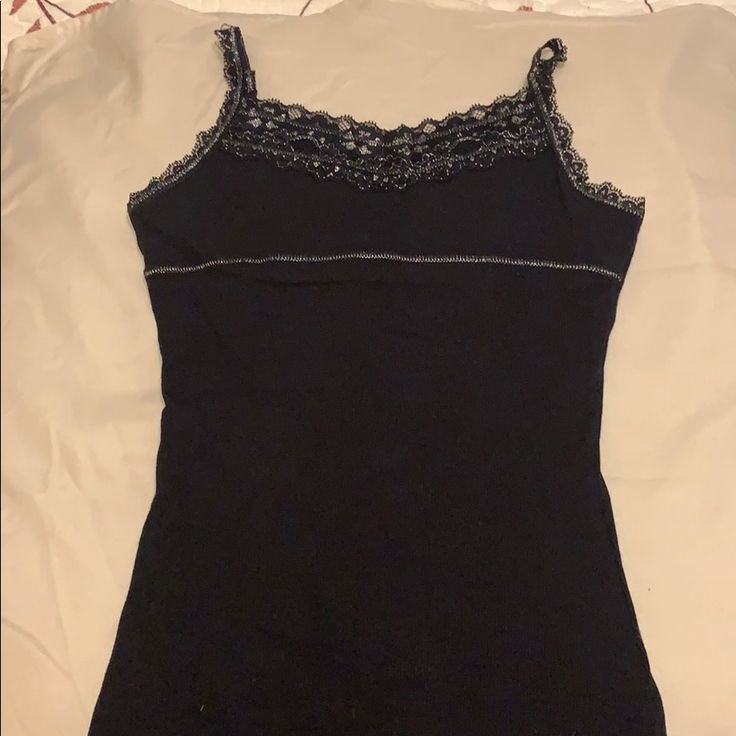 Never Worn Black Tank Top With Beautiful Detailing. Dream Clothes T-shirts & Tank Tops, Aesthetic Clothes Emo, Black Tank Top Outfit, Black Tank Tops Outfit, Grunge Tank Top, Black Tanktop, Thrift Ideas, Tight Tank Top, 2000s Tops