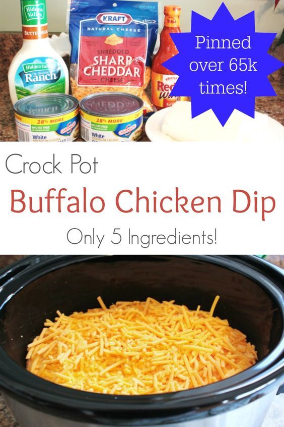 the crock pot buffalo chicken dip is ready to be cooked in the slow cooker