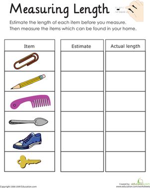 a printable worksheet for measuring length