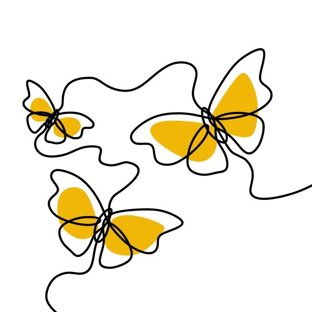 three yellow butterflies flying in the air