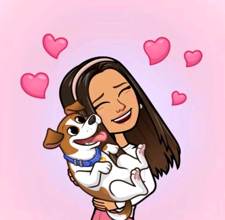 a woman holding a dog in her arms with hearts flying above her head and the caption says, i love you