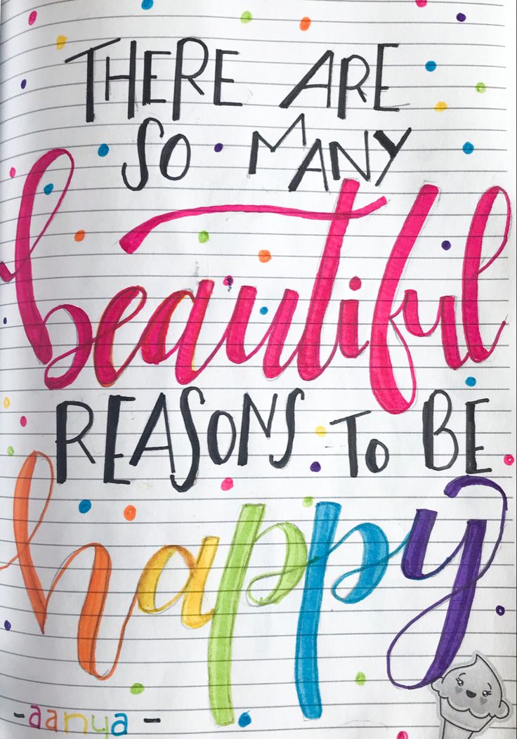 there are so many beautiful reason to be happy written on lined notebook paper with colorful lettering