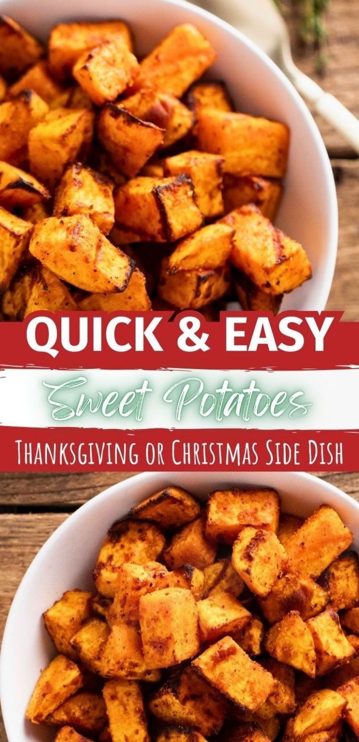 two bowls filled with sweet potatoes on top of a wooden table