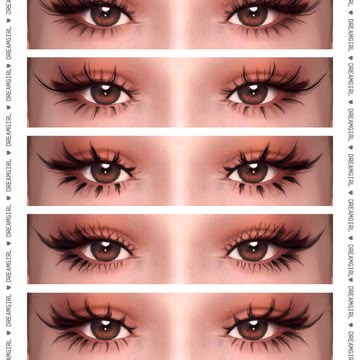 four different types of eyes with long lashes and eyelashes on each side, all showing the same