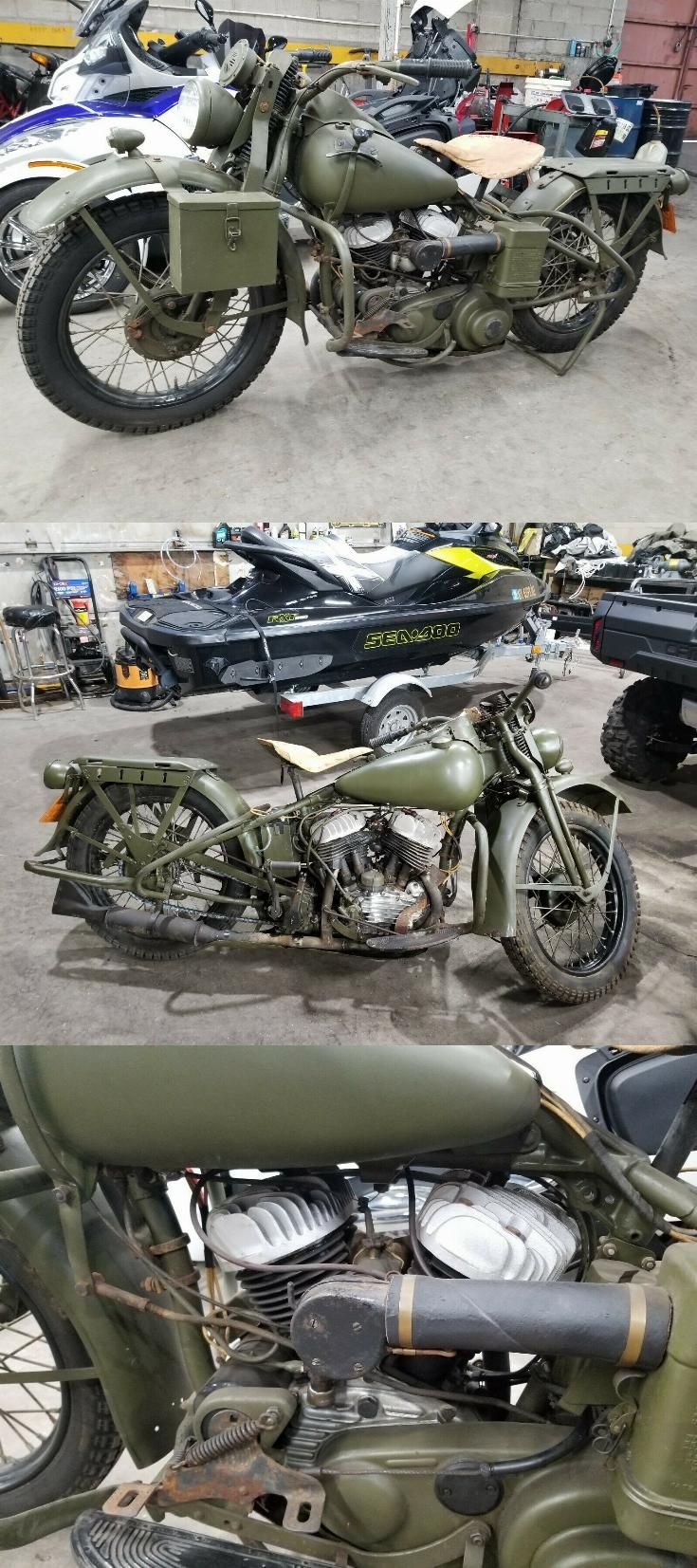 Vintage 1942 Harley Davidson WLA Military Motorcycle 1920 Motorcycle, Post Apocalyptic Motorcycle, Army Motorcycle, Moter Cycle Old, Harley Davidson Wla, Antarctica Expedition, Vintage Dual Sport Motorcycle, Hd Motorcycles, Military Motorcycle