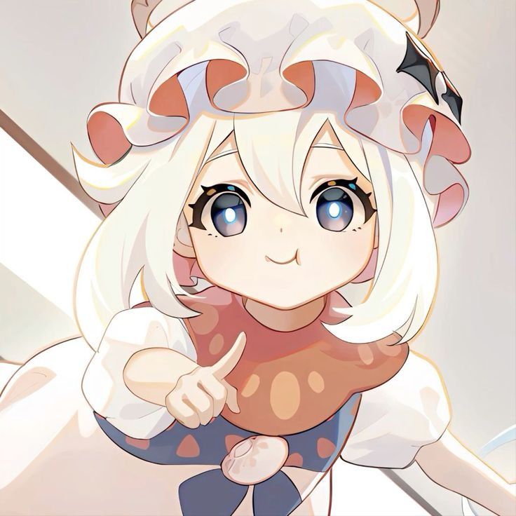 an anime character with white hair and blue eyes