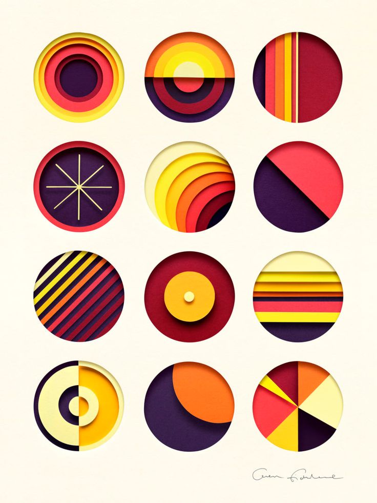 an assortment of different colored circles on a white background