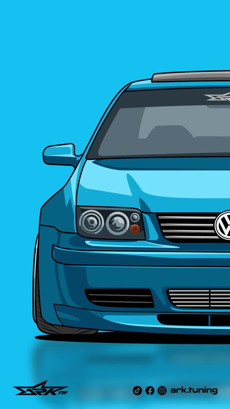 the front end of a blue car on a blue background