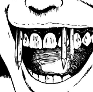 a drawing of a smiling face with teeth and pencils in it's mouth