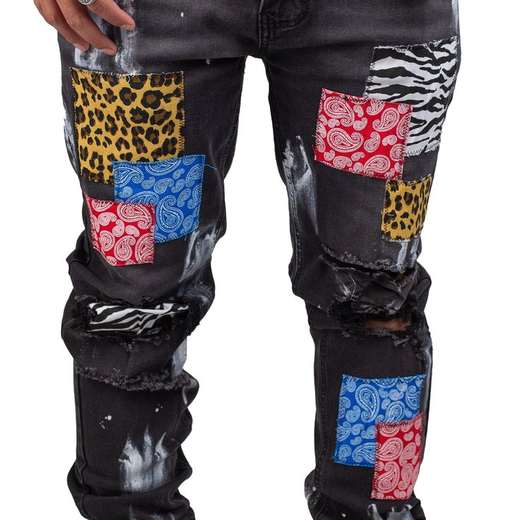 Black skinny fit pants with multiple patches and paint splatters.  Sew on your patches or Design your custom patches!  3 patches for $20. Black Cotton Bottoms With Graffiti Print, Edgy Patchwork Cotton Bottoms, Urban Style Cotton Bottoms With Paint Splatter, Urban Cotton Bottoms With Paint Splatter, Urban Style Paint Splatter Cotton Bottoms, Emo Patches, Dark Streetwear, Clothes Alternative, Crust Pants