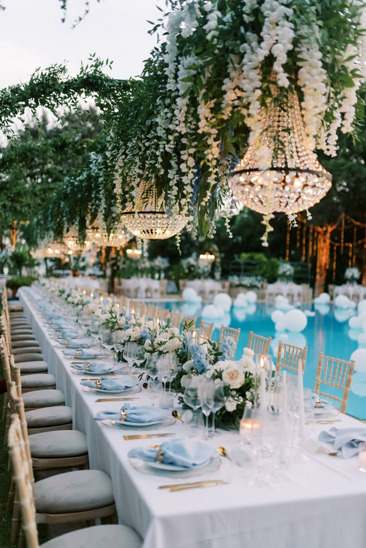 Corfu Wedding Venues, Greece Wedding Aesthetic, Poolside Wedding Reception, Magical Garden Wedding, Greek Wedding Theme, Corfu Wedding, Poolside Wedding, Greek Island Wedding, Luxe Wedding Decor