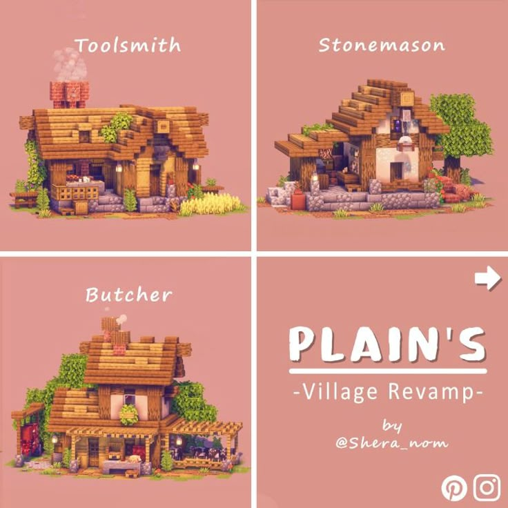 four different houses with the words plain's village revamp