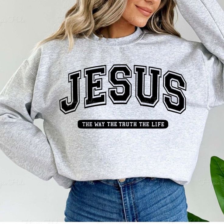 Jesus Sweatshirt, Women’s Sweatshirt Sizes Available From Xs - 2xl Just Dm Me Printed Sweatshirts Women Cricut, Crew Neck Sweatshirt Design, Bible Verse Sweatshirts, How To Style A Crew Neck Sweatshirt, Cute Christian Sweatshirts, Sweatshirt Designs Vinyl, Cricut Sweatshirt Ideas Women, God Sweatshirts, Christian Sweatshirt Designs