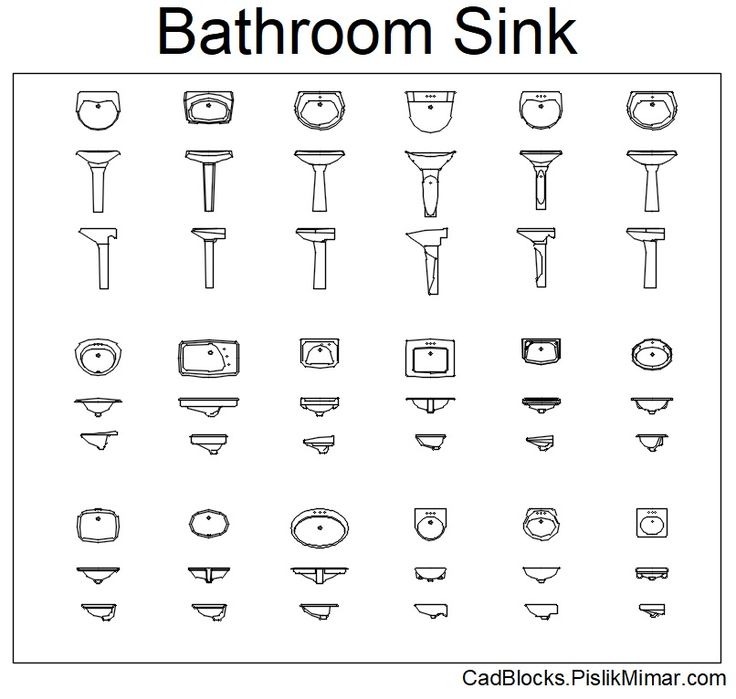 bathroom sink symbols are shown in this black and white drawing style, with the words'bathroom