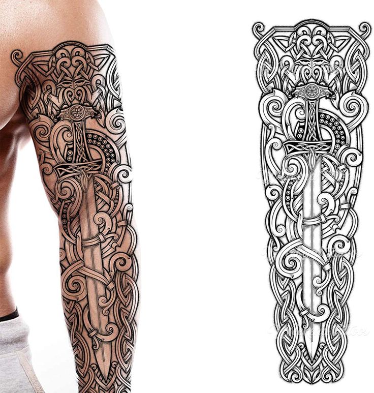 temporary tattoo sword viking games of thrones full arm sleeve london untied kingdom uk Celtic Sleeve Tattoos, Celtic Tattoos For Men, Black Viking, Celtic Medieval, Viking Tattoo Sleeve, Tattoo Filler, Arm Temporary Tattoos, Full Arm Tattoos, Men Art