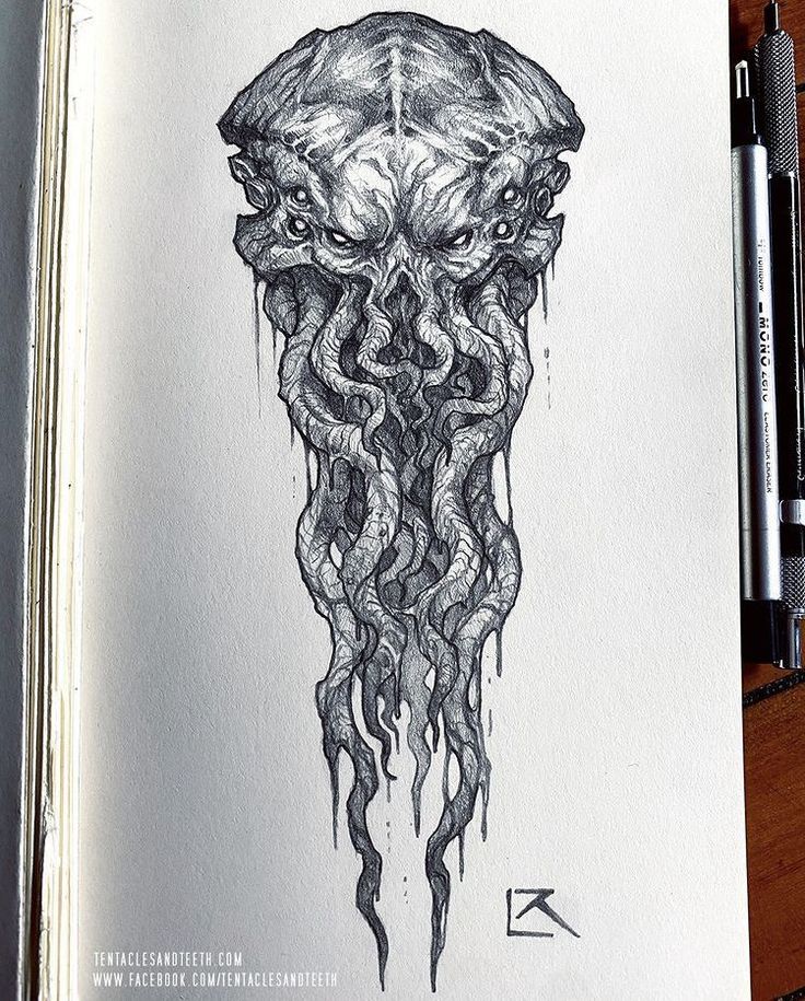 an ink drawing of a jellyfish