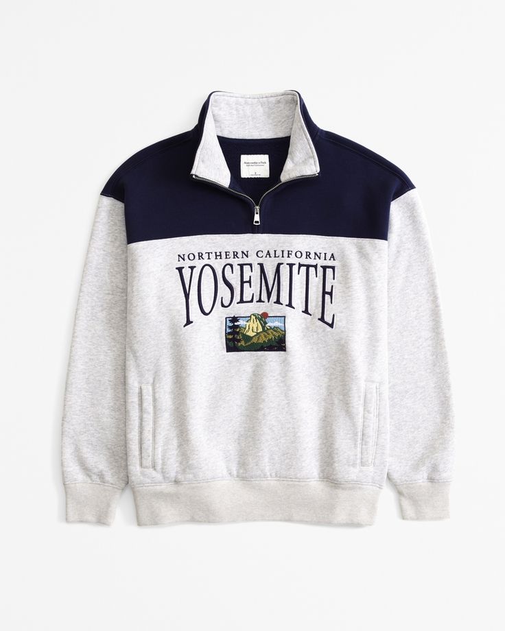 Women's Embroidered Yosemite Vintage Sunday Half-Zip | Women's Tops | Abercrombie.com Yosemite California, Half Zip Sweatshirt, Cozy Pullover, Comfy Sweatshirt, Cozy Sweatshirts, Hoodie Top, Pullover Sweatshirts, Casual Wardrobe, Women's Tops