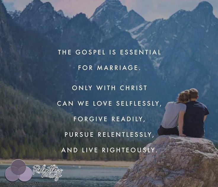 two people sitting on top of a rock with mountains in the background and a quote about marriage